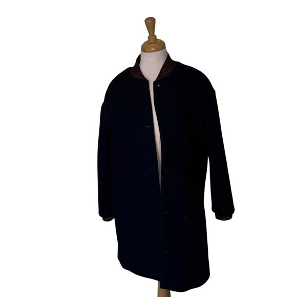 Des Petits Hauts MAURICETTE Stadium Coat Wool Marine Navy Size 1/Small - Picture 4 of 13
